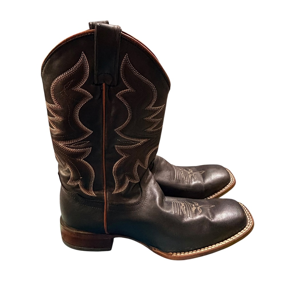 Shyanne Womens Black Leather Square Toe‎ Cowboy Boots BSWFA23L3 Size 9.5 B